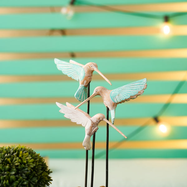 TIMBER KALA'S HUMMING BIRD TRIO ON WOOD FOR DECOR