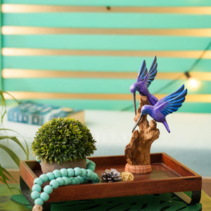 #BlueWingsDoubleHummingBirdOnDriftwood