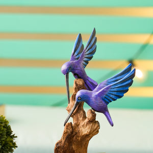 #BlueWingsDoubleHummingBirdOnDriftwood