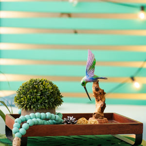  MULTICOLOR HUMMING BIRD ON DRIFTWOOD FOR DECOR