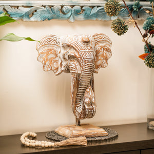 TIMBER KALA'S GANESHA'S HEAD ON STAND FOR DECOR