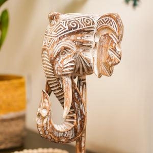 TIMBER KALA'S GANESHA'S HEAD ON STAND FOR DECOR