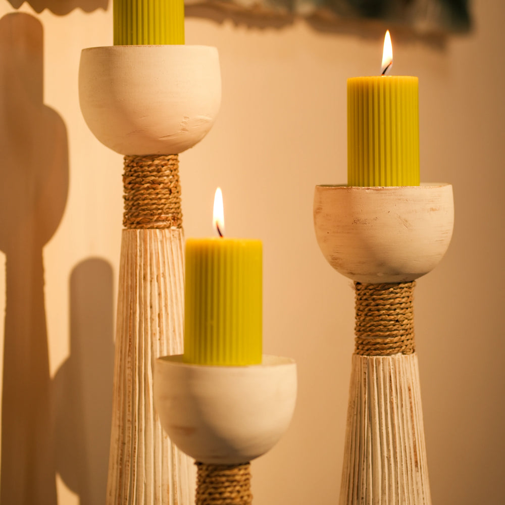 #WhiteWashPleatedPillarForCandles