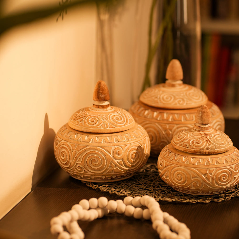 TIMBER KALA'S HANDCRAFTED TREASURE JARS FOR DECOR