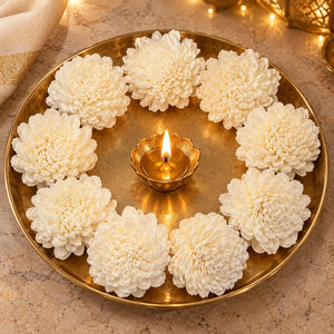 5 WHITE DRY WOODEN FLOWER FOR DECORATION