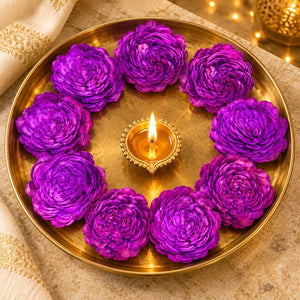 5 PURPLE DRY WOODEN FLOWER FOR DECOR