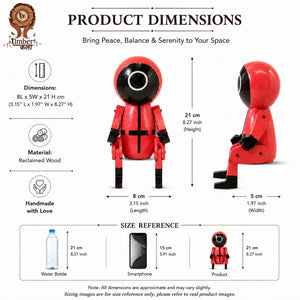 TIMBER KALA'S SQUID GAME CHARACTERS SET OF THREE HANDCRAFTED HEROES FOR DECOR