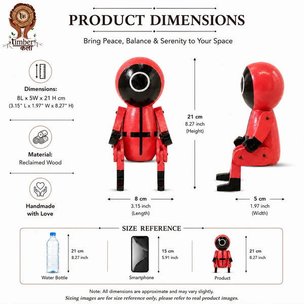 TIMBER KALA'S SQUID GAME CHARACTERS SET OF THREE HANDCRAFTED HEROES FOR DECOR