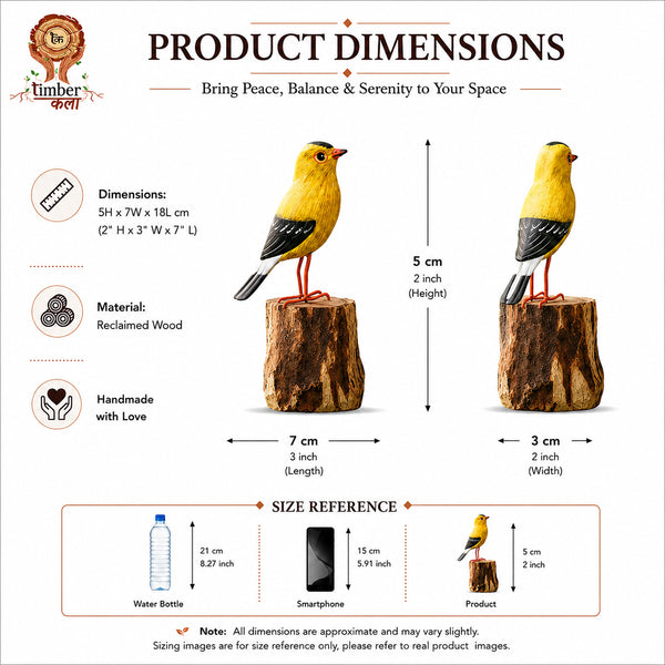 TIMBER KALA'S GOLD FINCH BIRD FOR DECOR