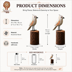TIMBER KALA'S TUFTED TITMOUSE BIRD FOR DECOR