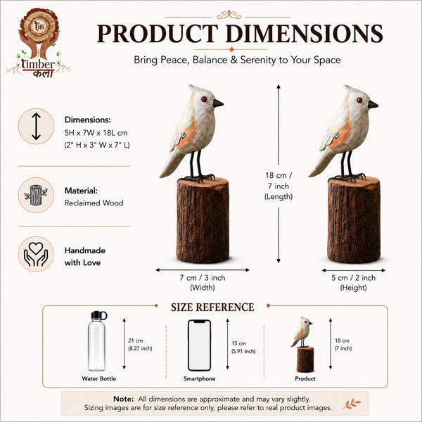 TIMBER KALA'S TUFTED TITMOUSE BIRD FOR DECOR