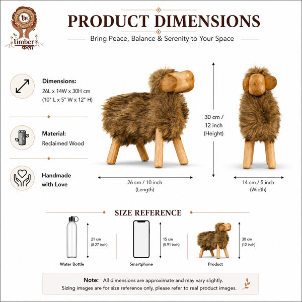 #BrownMediumWoodenSheep
