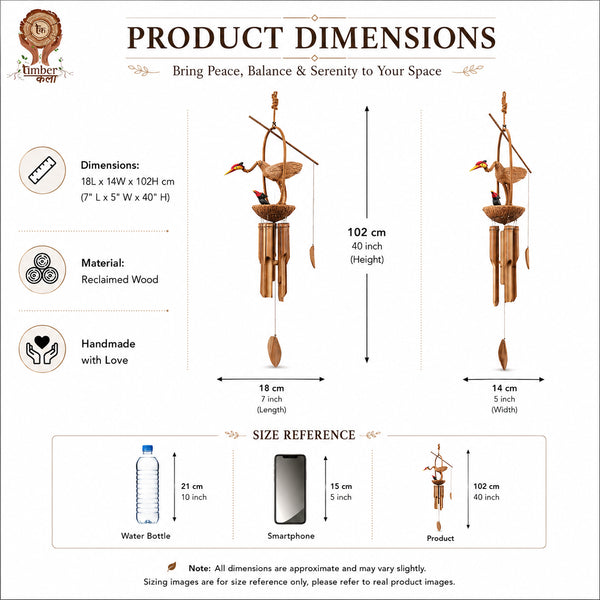 TIMBER KALA'S DANCING CRANE CELESTIAL CHIMES FOR DECOR