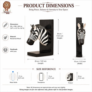 TIMBER KALA'S ZEBRA BOOKENDS FOR DECOR