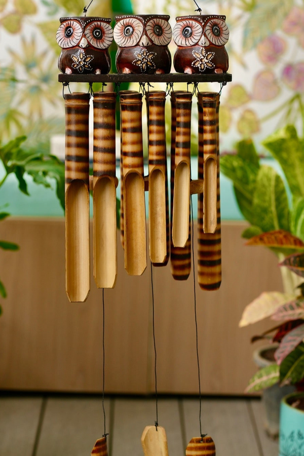 TIMBER KALA’S OWLS 3 CELESTIAL CHIMES FOR OUTDOORS