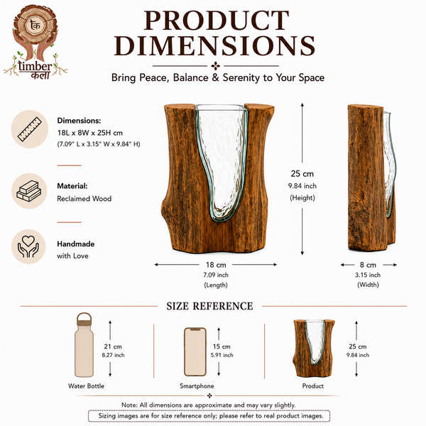 TIMBER KALA'S VALLEY VASE V GLASS ROOTS FOR DECOR