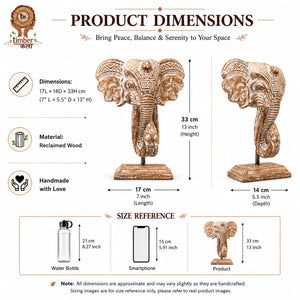 TIMBER KALA'S GANESHA'S HEAD ON STAND FOR DECOR
