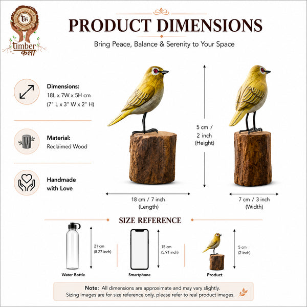 TIMBER KALA'S ORIENTALWHITE EYE BIRD FOR DECOR