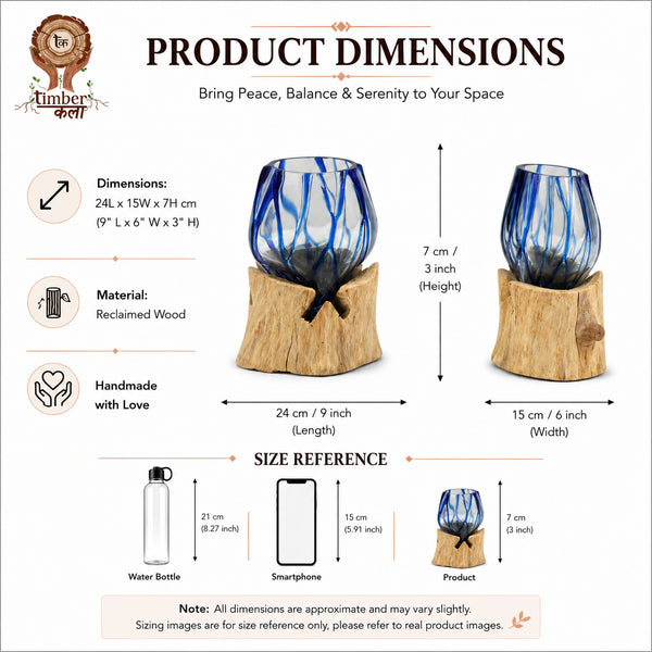 TIMBER KALA'S BLUE LINE GLASS ROOTS FOR DECOR