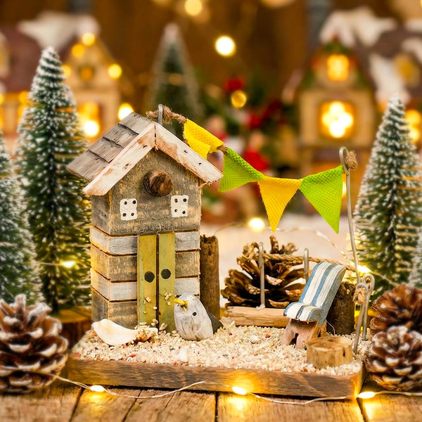 TIMBER KALA'S DRIFTWOOD WOODEN HOUSE WITH PATIO FOR DECOR