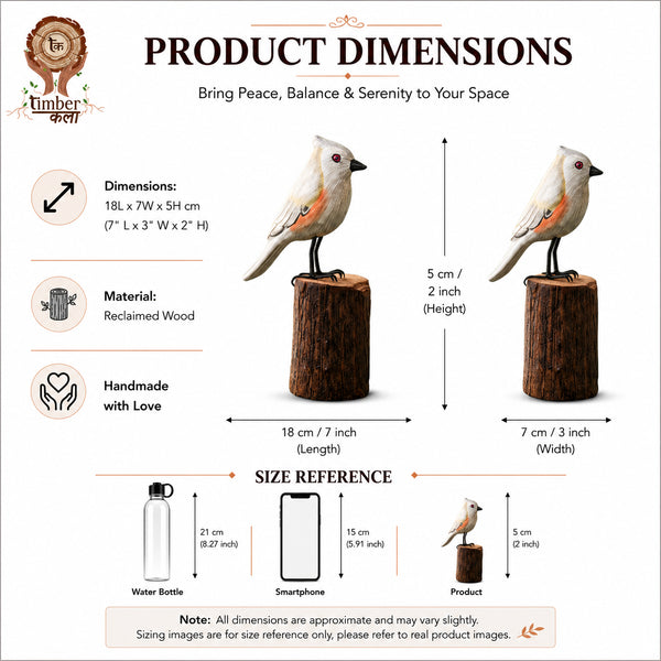 TIMBER KALA'S TUFTED TITMOUSE BIRD FOR DECOR