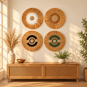 TIMBER KALA'S SET OF FOUR GRASS WOOD FUSIONS FOR DECOR