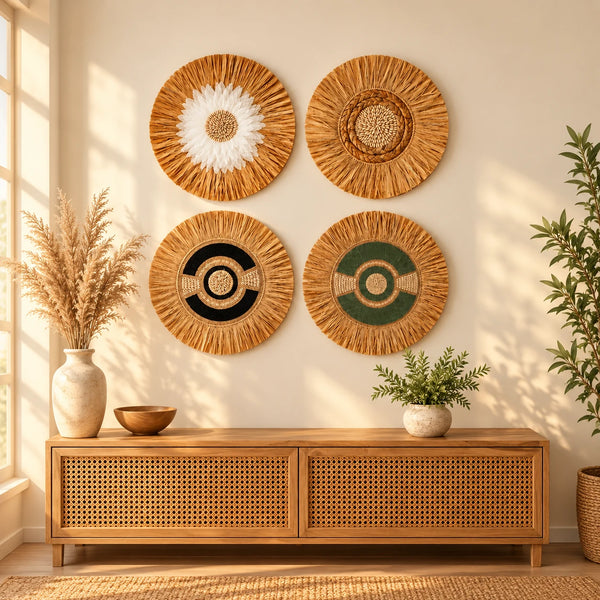 TIMBER KALA'S SET OF FOUR GRASS WOOD FUSIONS FOR DECOR